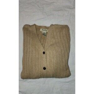 Eddie Bauer Vintage Women Knit Ribbed Cardigan Sweater L Casual Cabincore 90s